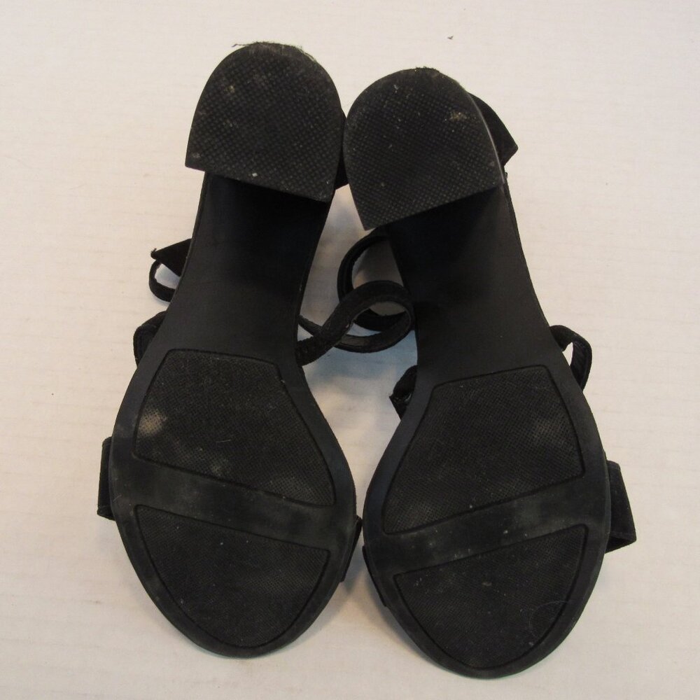 Lauren Conrad Walnut Strappy Back Zip Open Toe Block Heel Sandals Black Size 6.5 - Picture 10 of 10